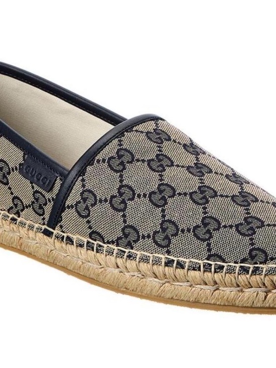 Gucci Beige & Navy GG Canvas Slip-On Espadrilles main image 7